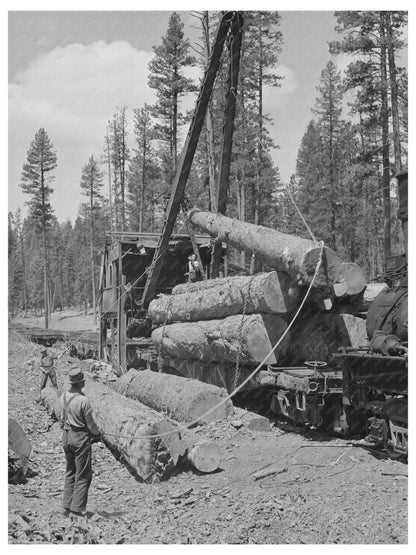 1942 Loading Logs onto Flatcars in Grant County Oregon