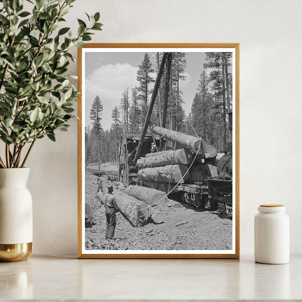 1942 Loading Logs onto Flatcars in Grant County Oregon