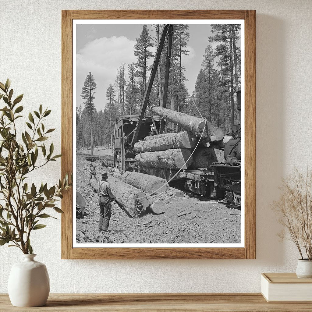 1942 Loading Logs onto Flatcars in Grant County Oregon