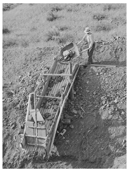 Miner Dumping Chrome Ore in Grant County Oregon 1942