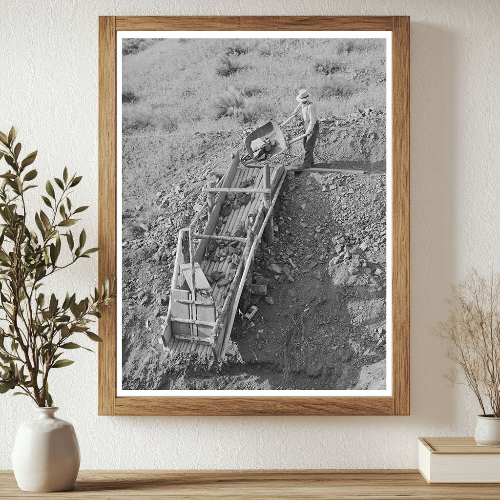 Miner Dumping Chrome Ore in Grant County Oregon 1942