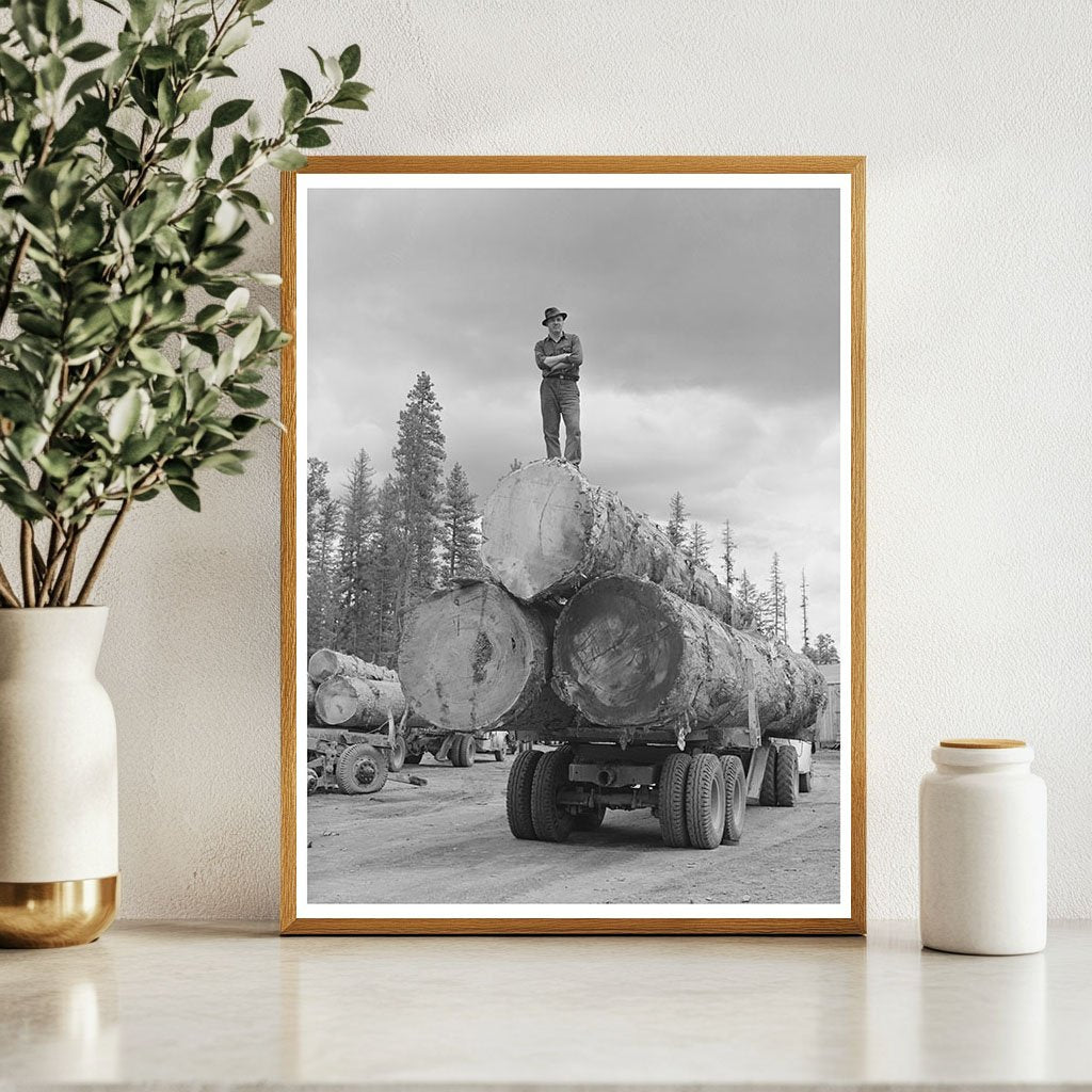 Lumberjack on Truckload of Logs Malheur National Forest 1942