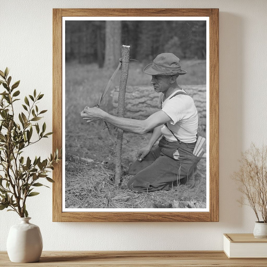 Lumberjack Building Rubberman in Malheur National Forest 1942