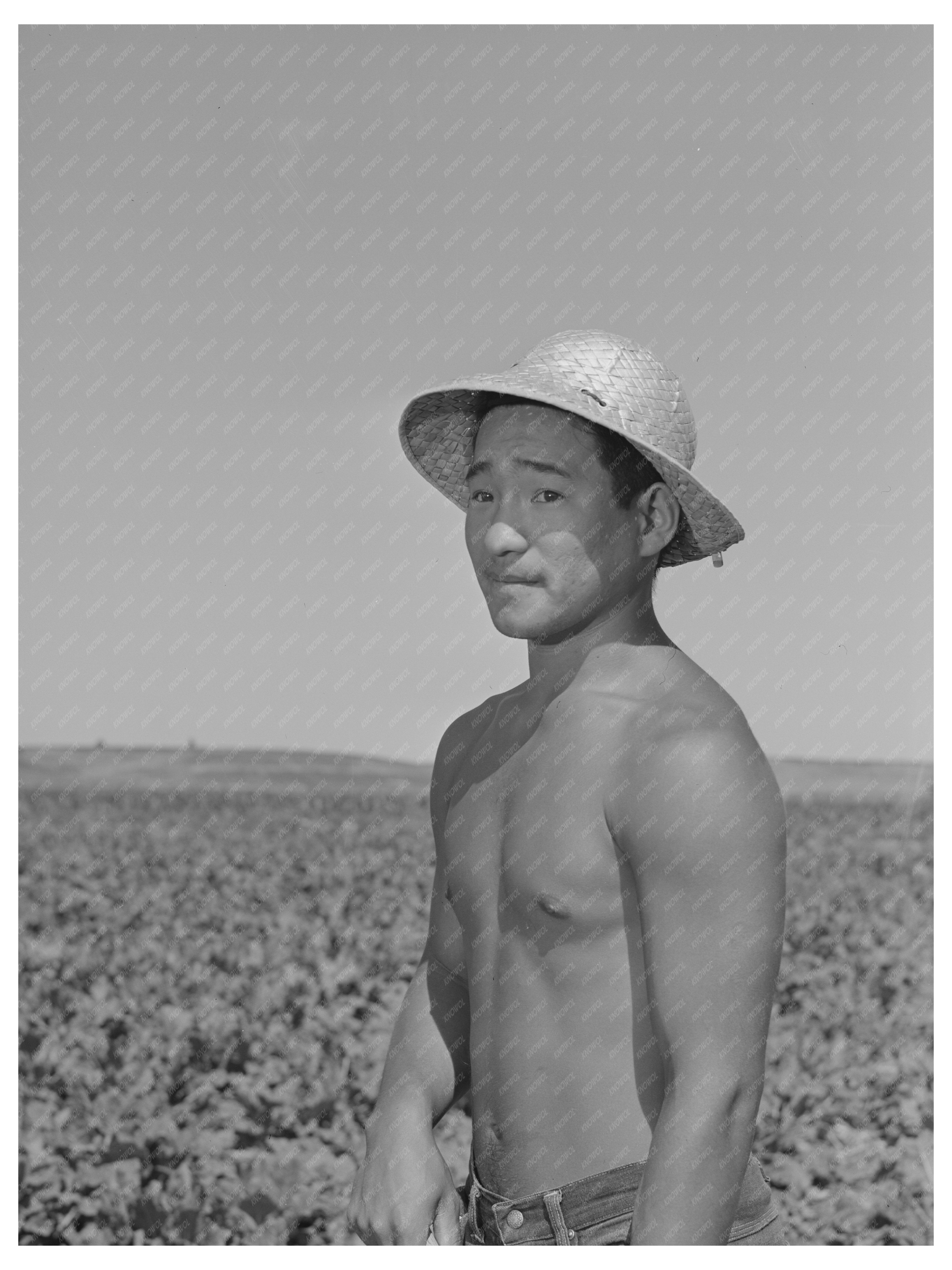 Japanese-American Man in Mobile Camp Nyssa Oregon 1942