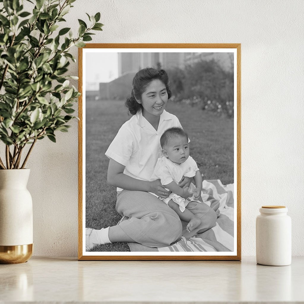 Japanese-American Mother and Child at Nyssa Baseball Game 1942