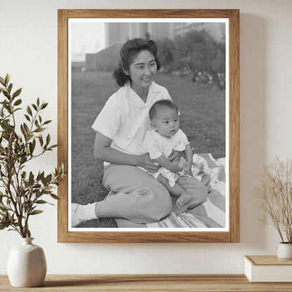 Japanese-American Mother and Child at Nyssa Baseball Game 1942