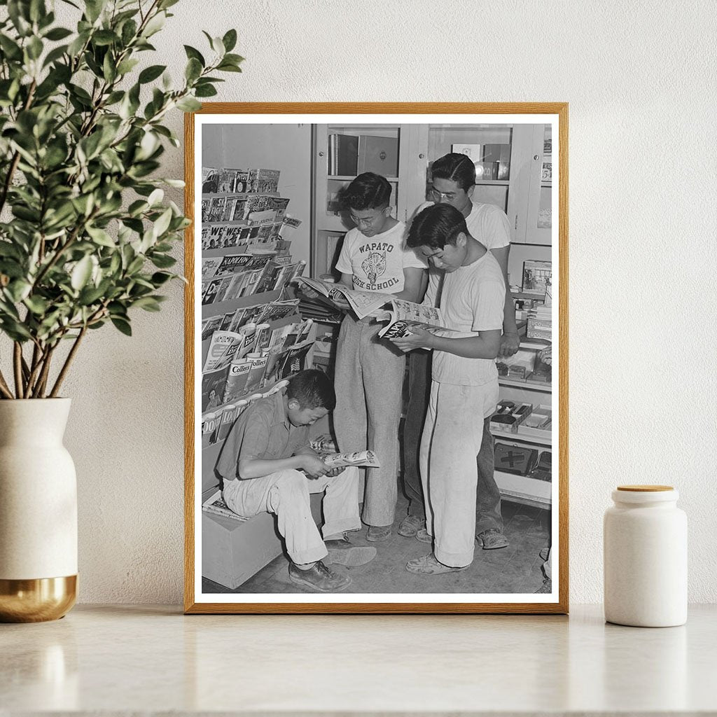 Japanese-American Boys at Newsstand Nyssa Oregon 1942