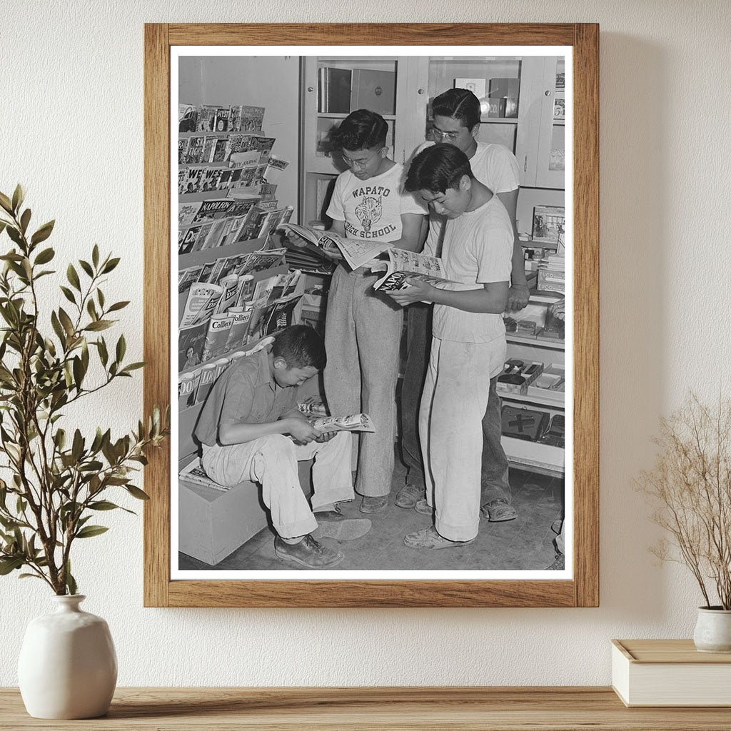 Japanese-American Boys at Newsstand Nyssa Oregon 1942