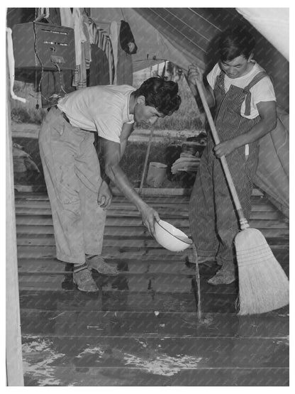 Japanese-Americans Cleaning Tent Home in Oregon 1942