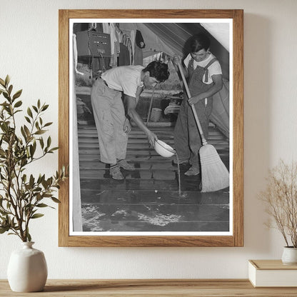 Japanese-Americans Cleaning Tent Home in Oregon 1942