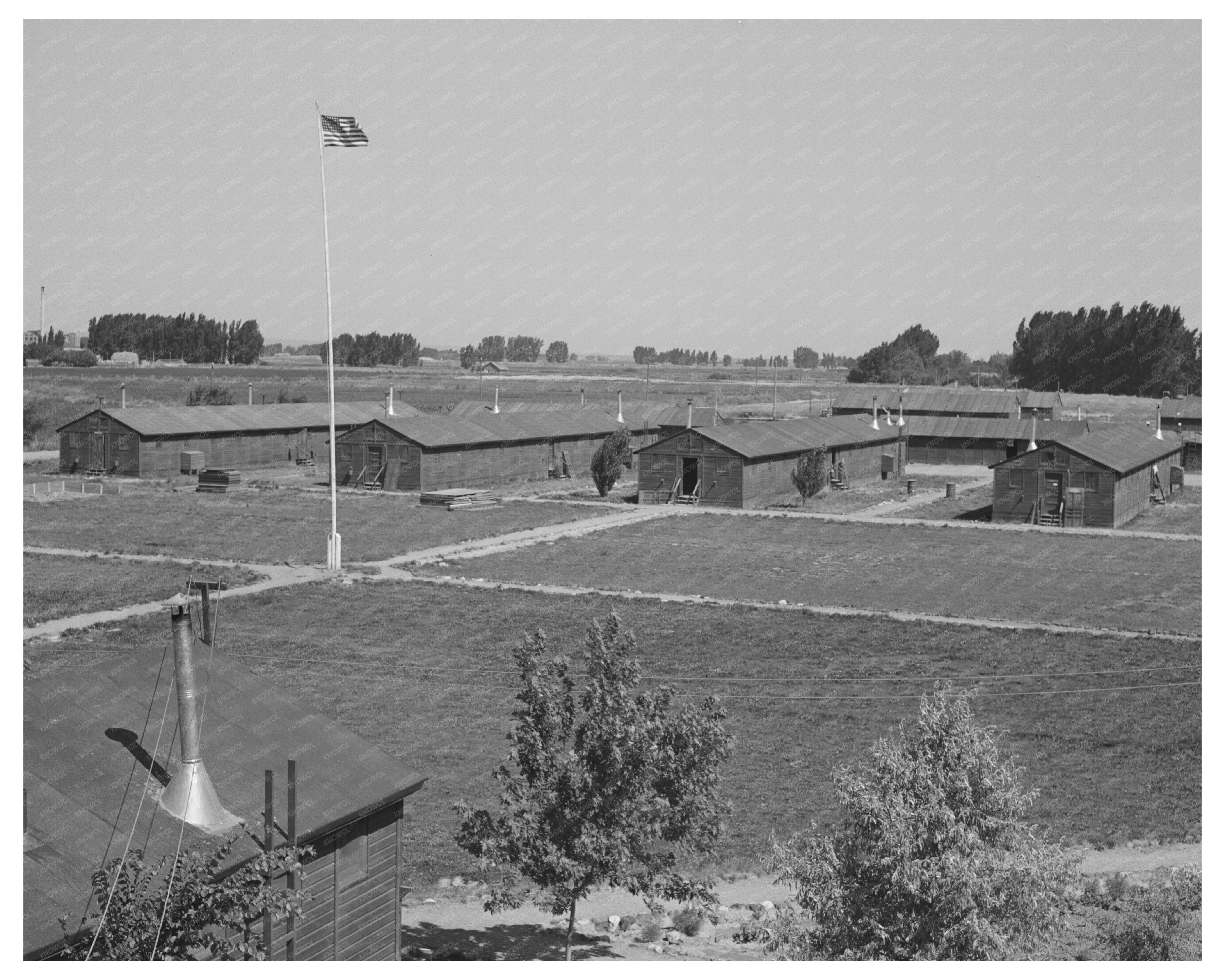 1942 Vintage Image of Japanese-American Farm Workers Camp