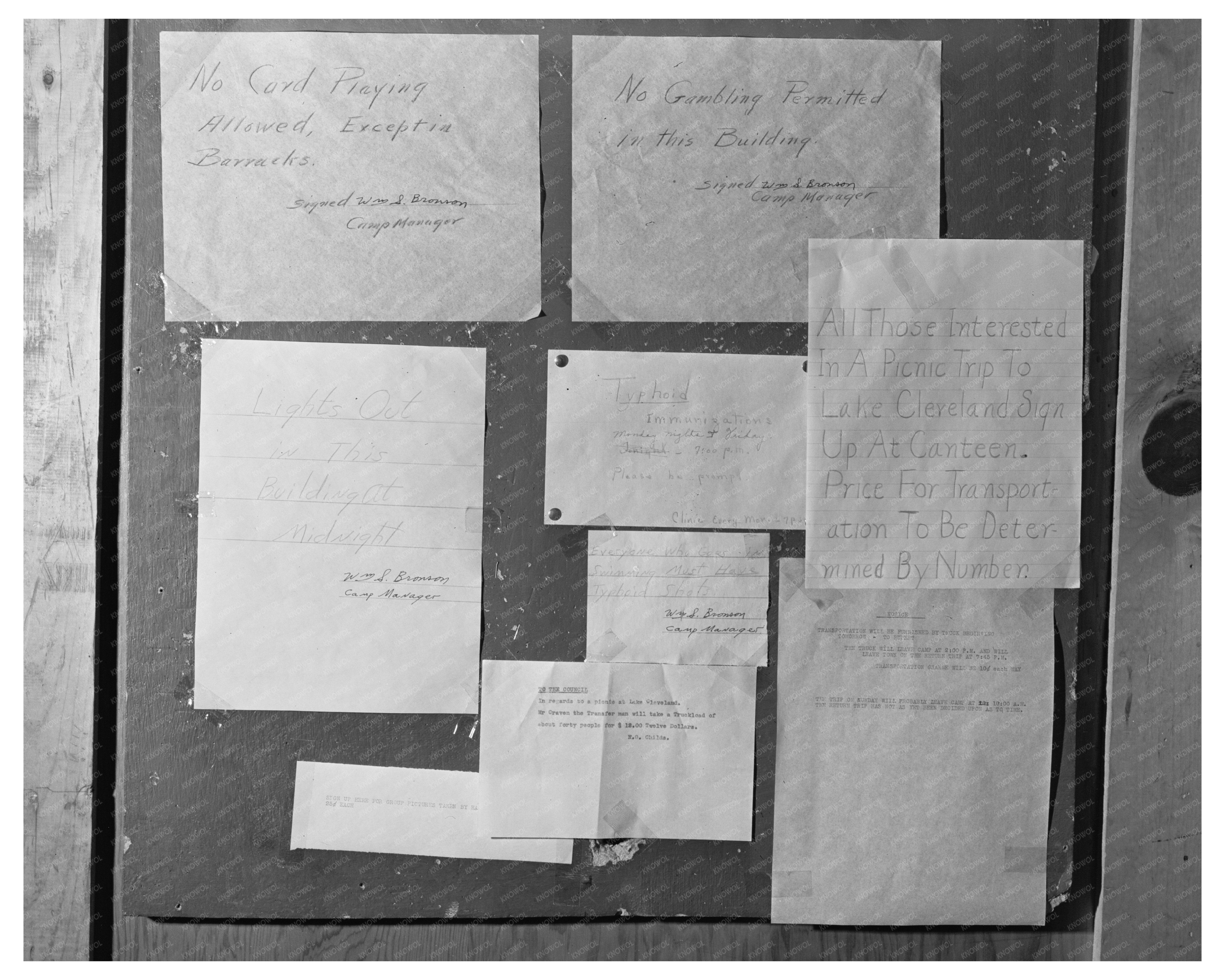 1942 Bulletin Board at CCC Camp in Rupert Idaho