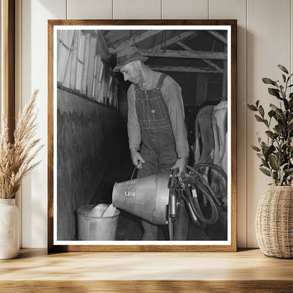 Man Working on Dairy Farm in San Leandro 1942