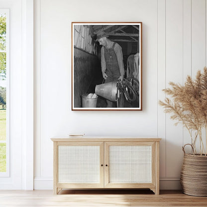 Man Working on Dairy Farm in San Leandro 1942