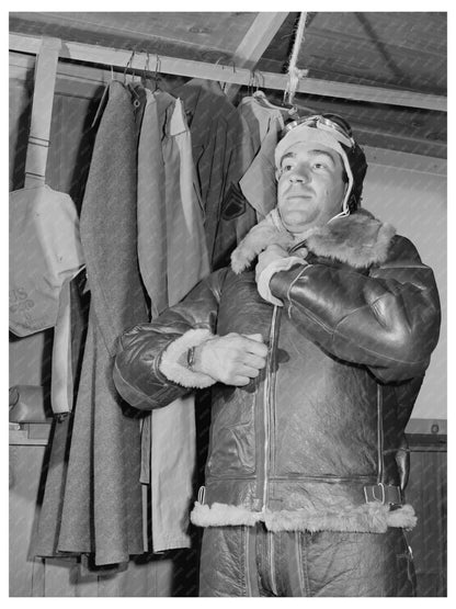 Soldier in Cold Weather Flight Suit Lake Muroc 1942