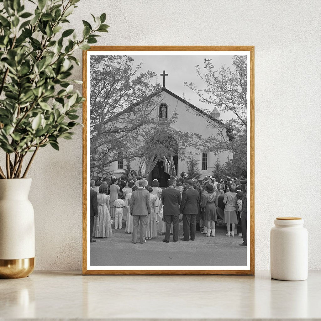 Crowd Outside Church in Novato California May 1942