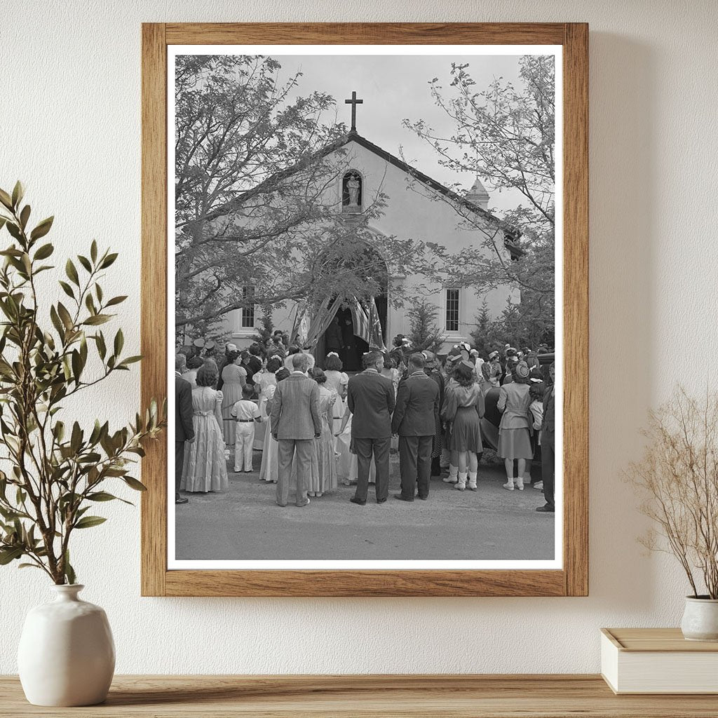 Crowd Outside Church in Novato California May 1942