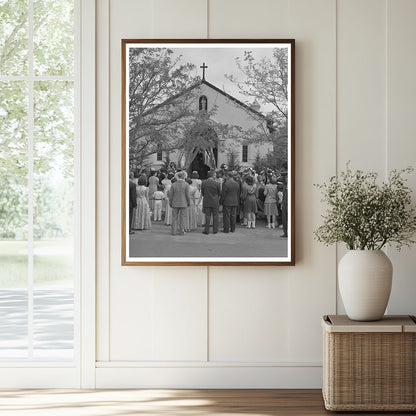 Crowd Outside Church in Novato California May 1942