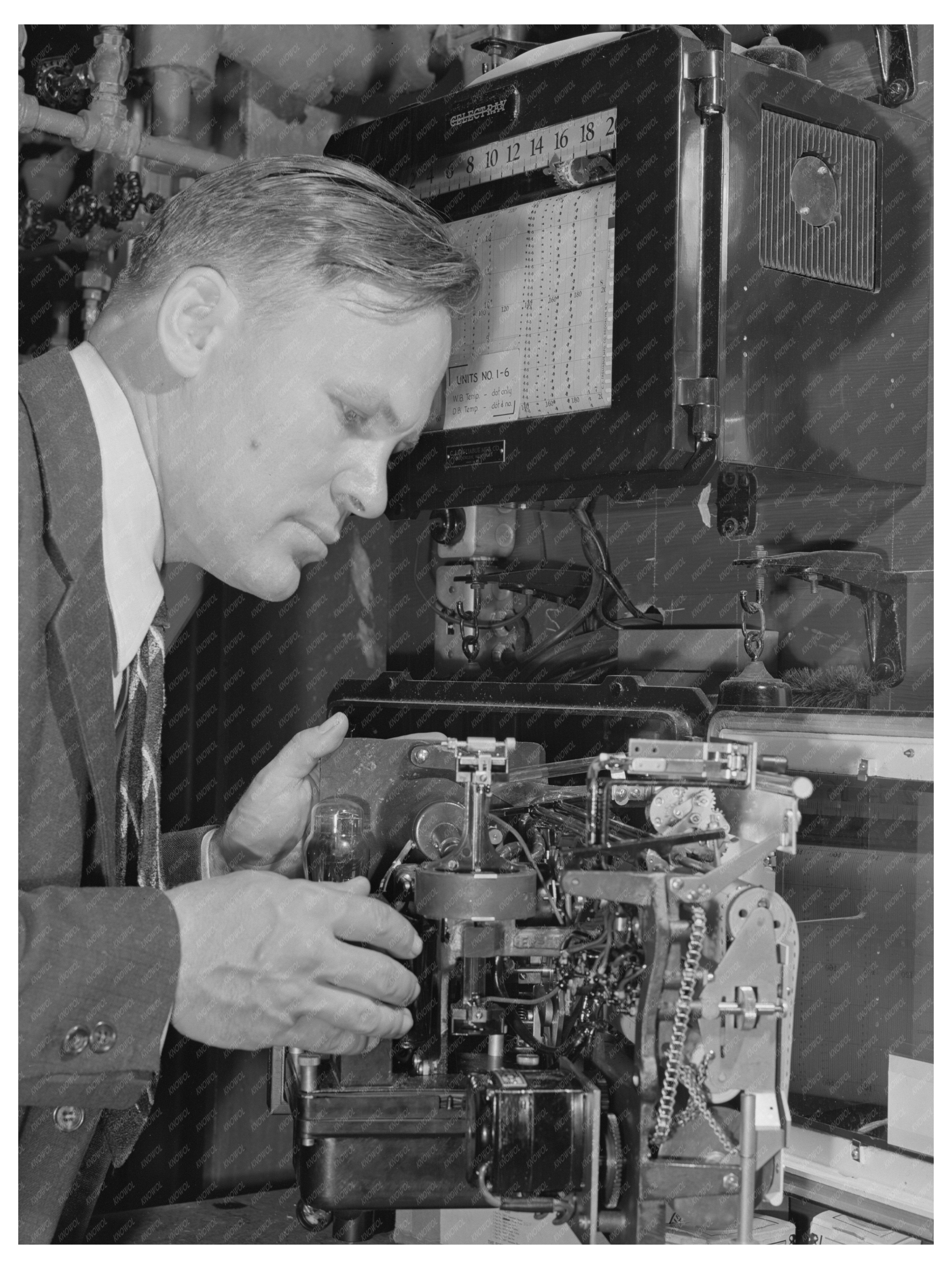 G.T. Hemmeter Operating Thermometer in 1942 Agricultural Lab