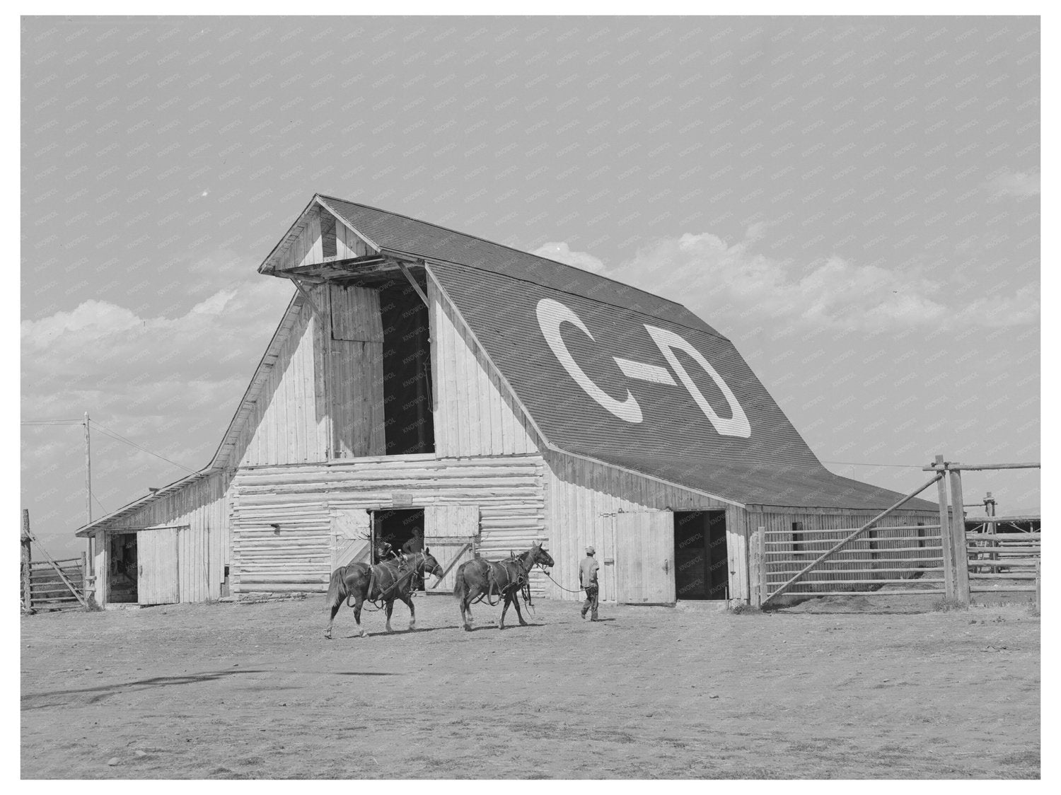 Big Hole Valley Barn and Horses C-D Ranch 1942