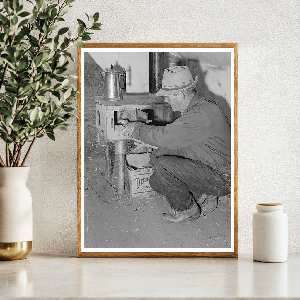 Sheepherder Prepares Fire for Dinner Montana August 1942