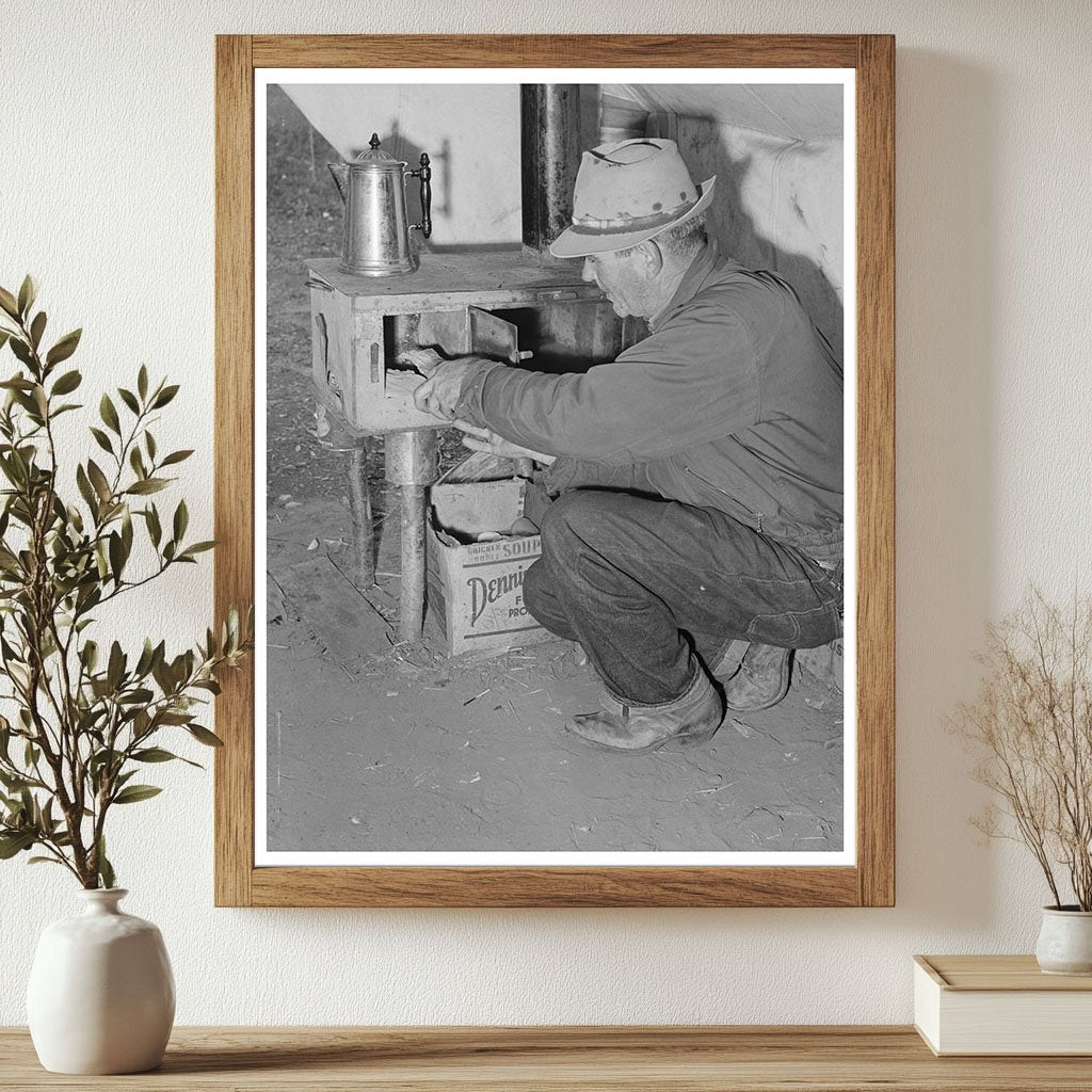 Sheepherder Prepares Fire for Dinner Montana August 1942