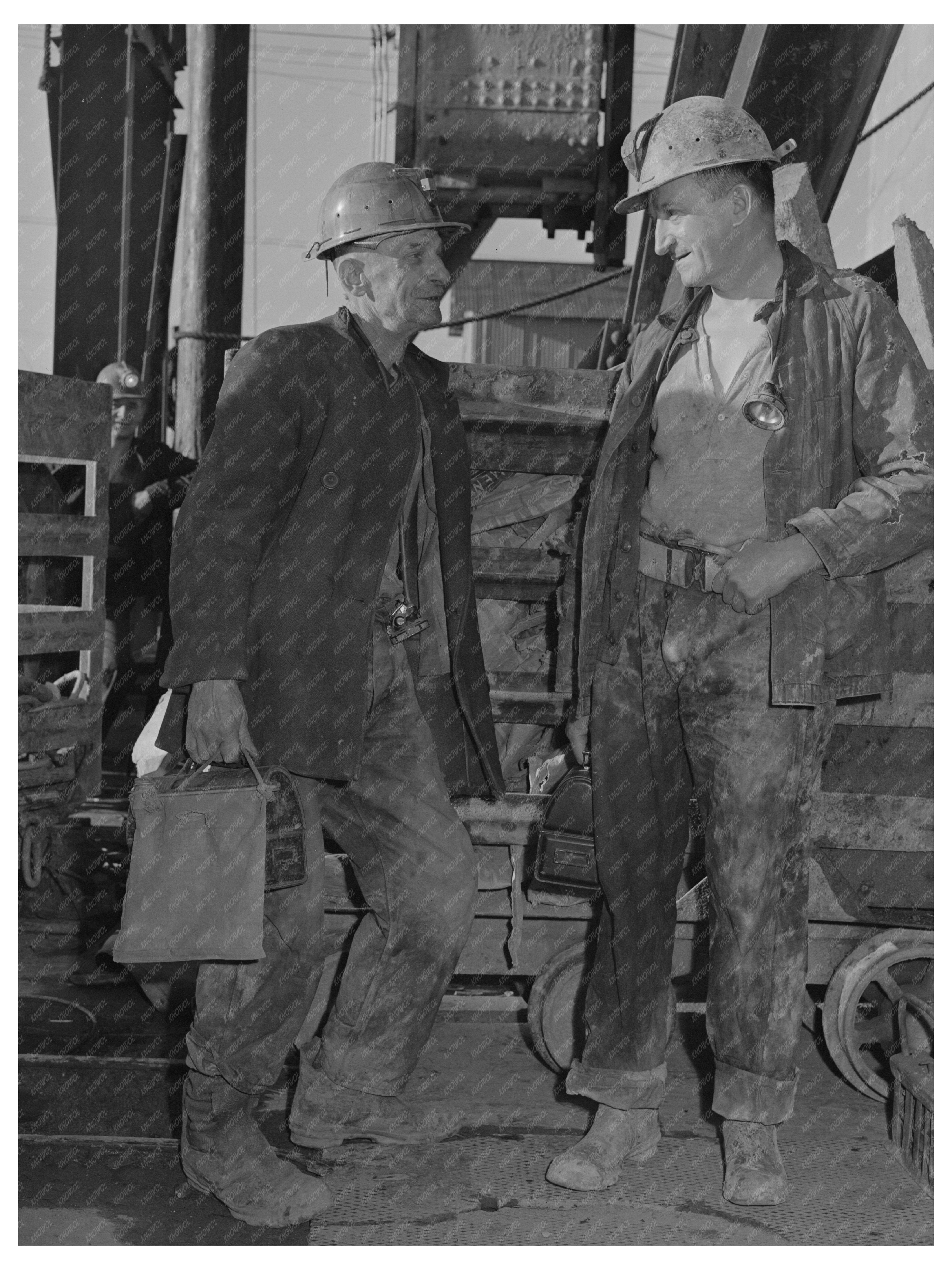 Copper Miners Await Descent in Butte Montana 1942