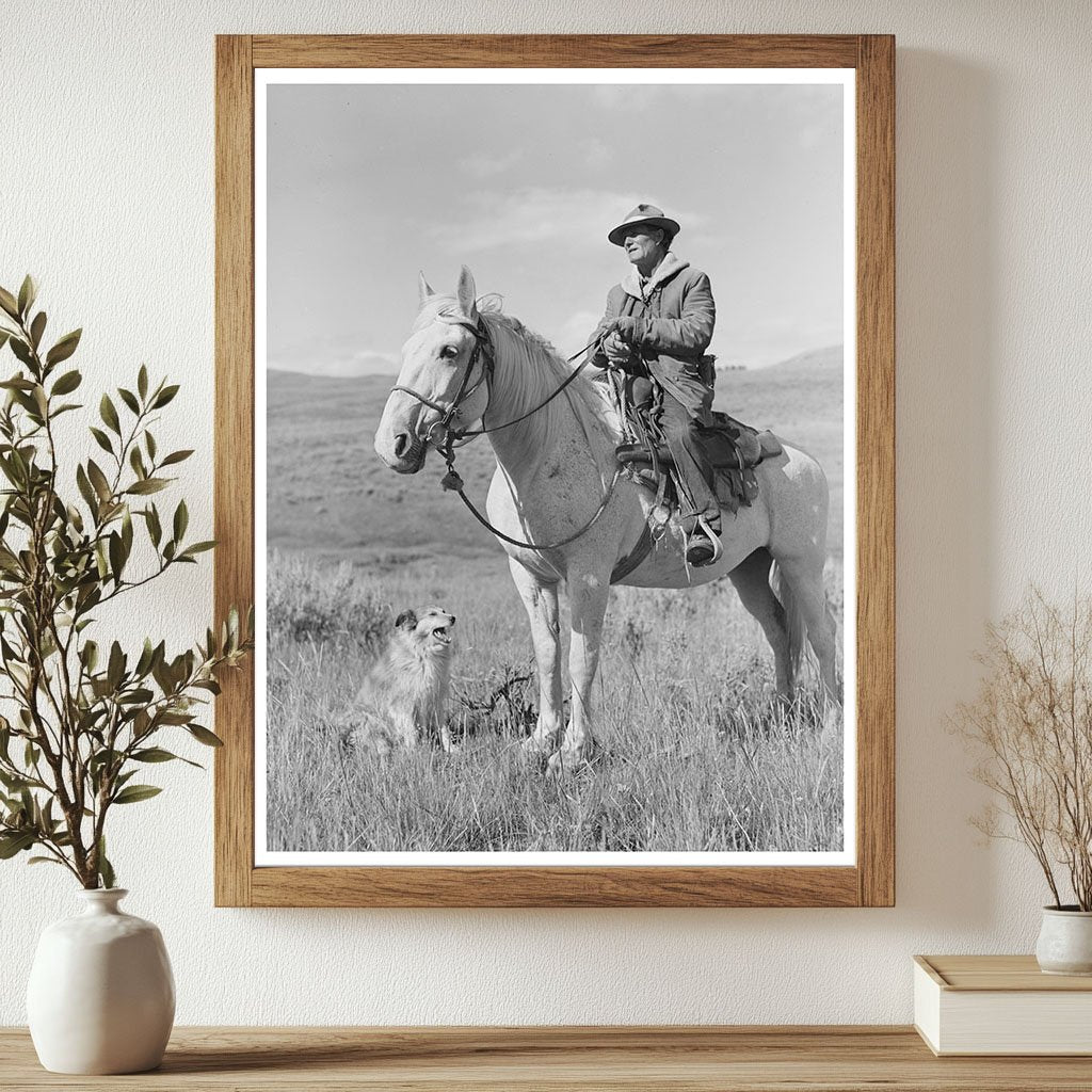 Sheepherder with Horse and Dog in Gravelly Range 1942