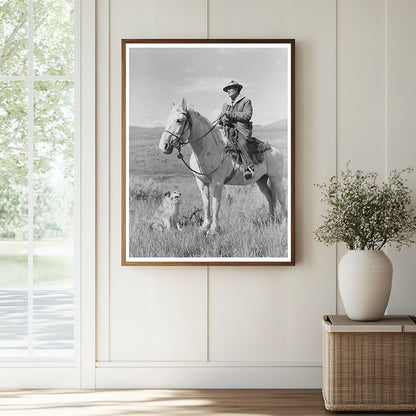 Sheepherder with Horse and Dog in Gravelly Range 1942