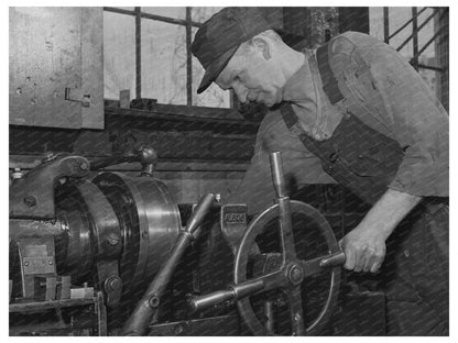 1942 Machinist Operating Lathe at Anaconda Copper Mining