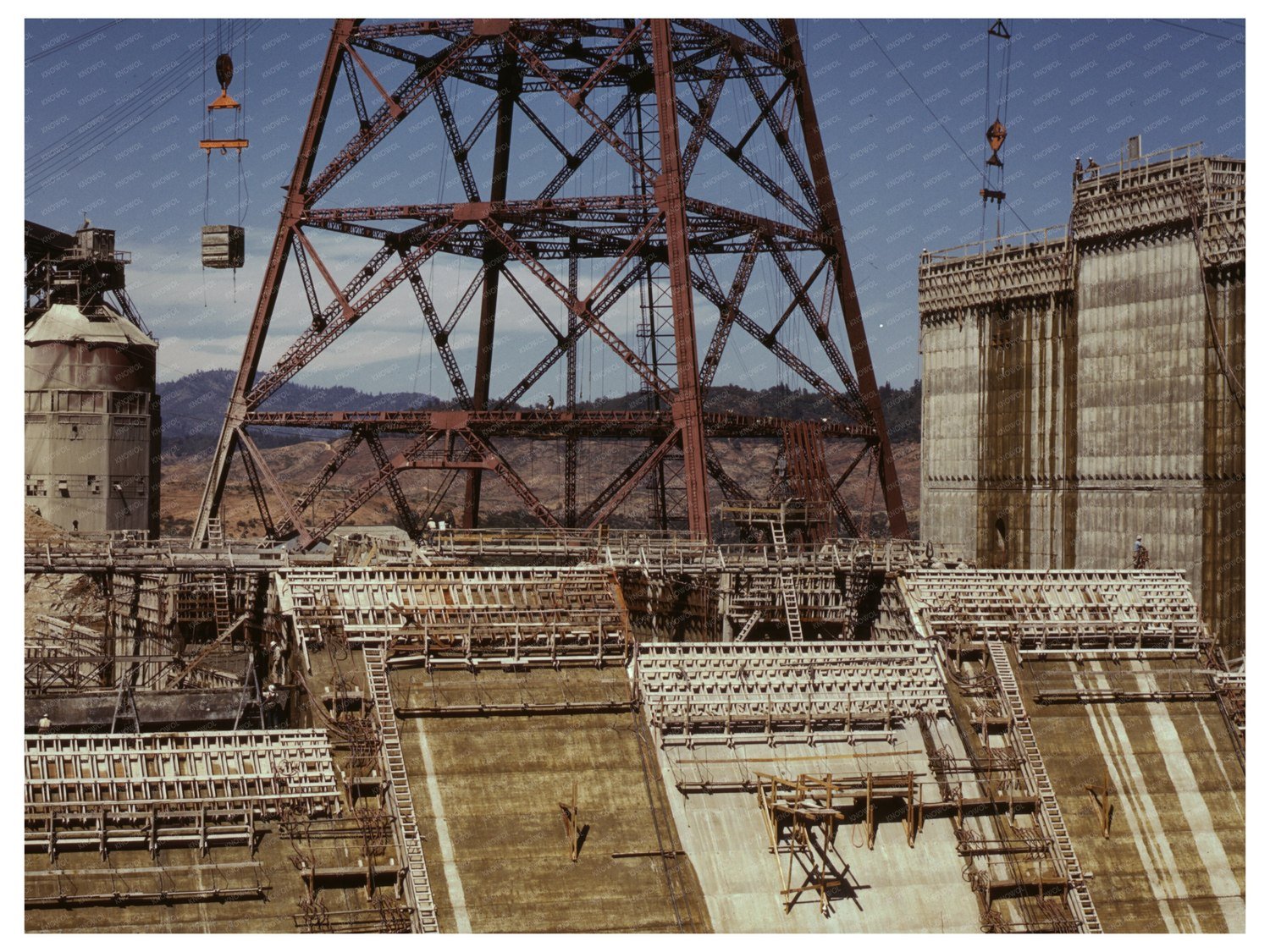 Shasta Dam Construction Cable Bucket Tower 1942