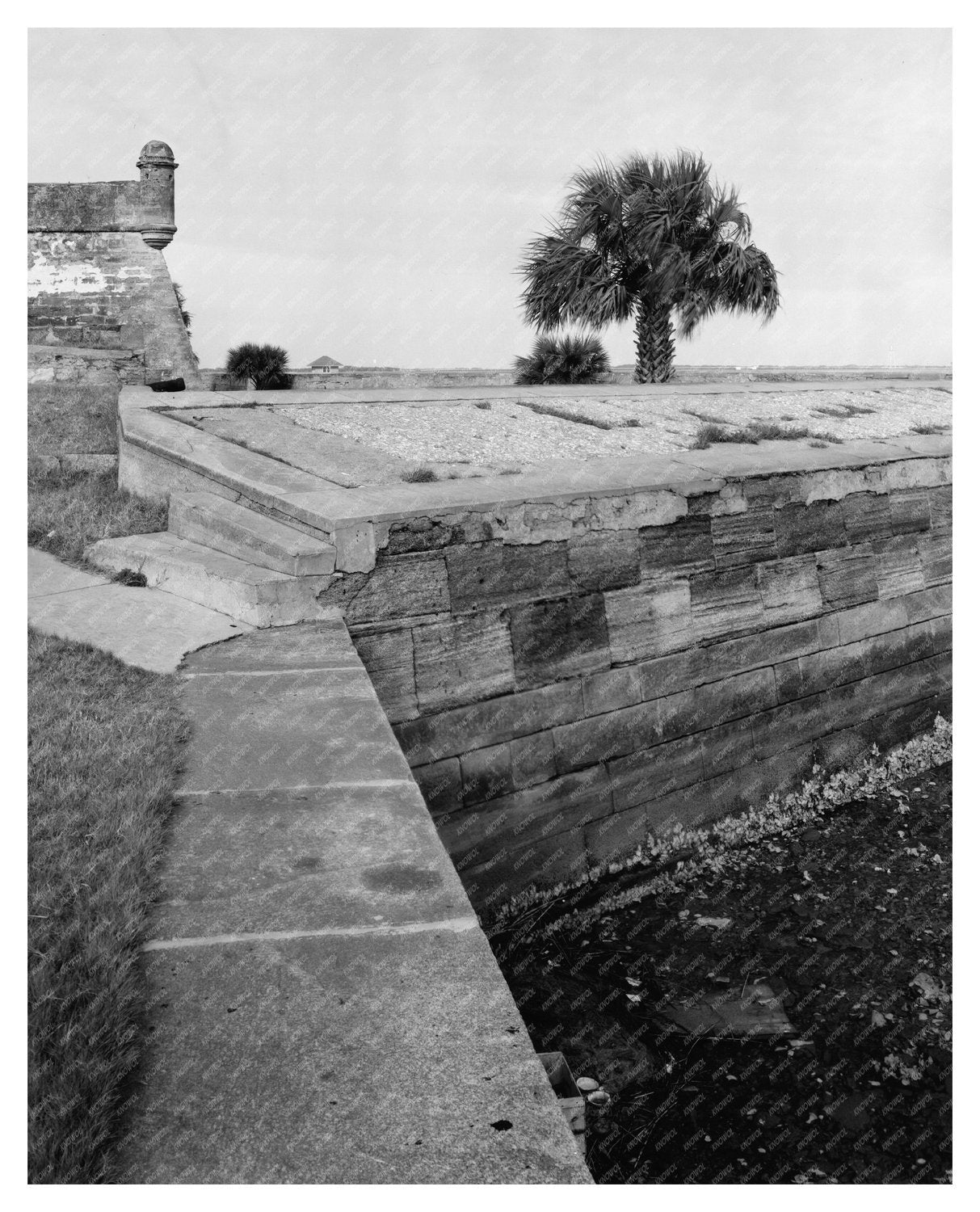 Historic St. Augustine, FL Stone Walls Photo, 20th Century