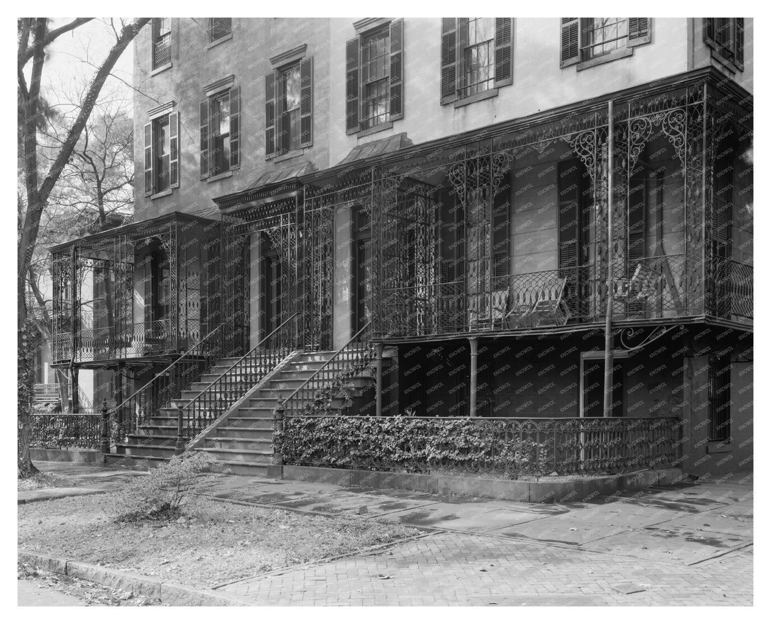 Vintage Twin Houses in Savannah, GA, 1850 Photo