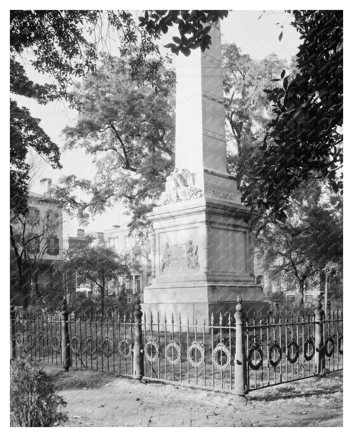 Pulaski Monument in Savannah, GA - 1953 Vintage Photo