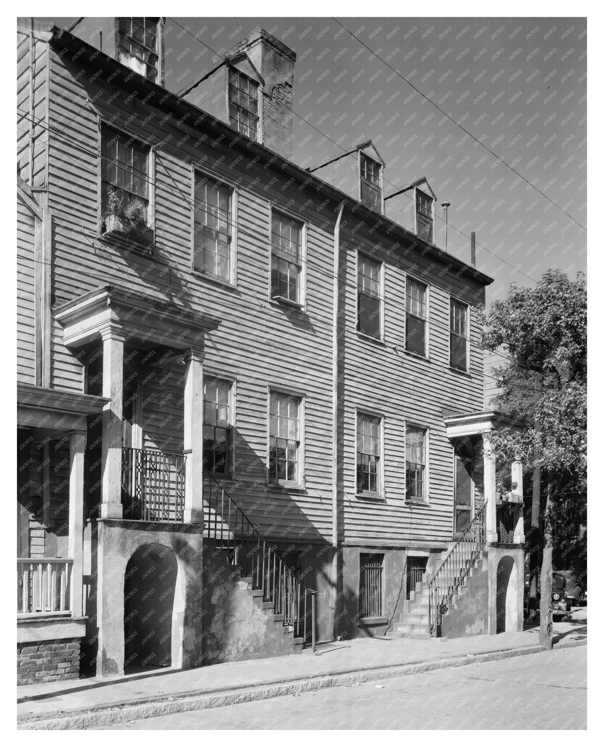 Savannah GA Wooden Row Houses 1810 Vintage Photo