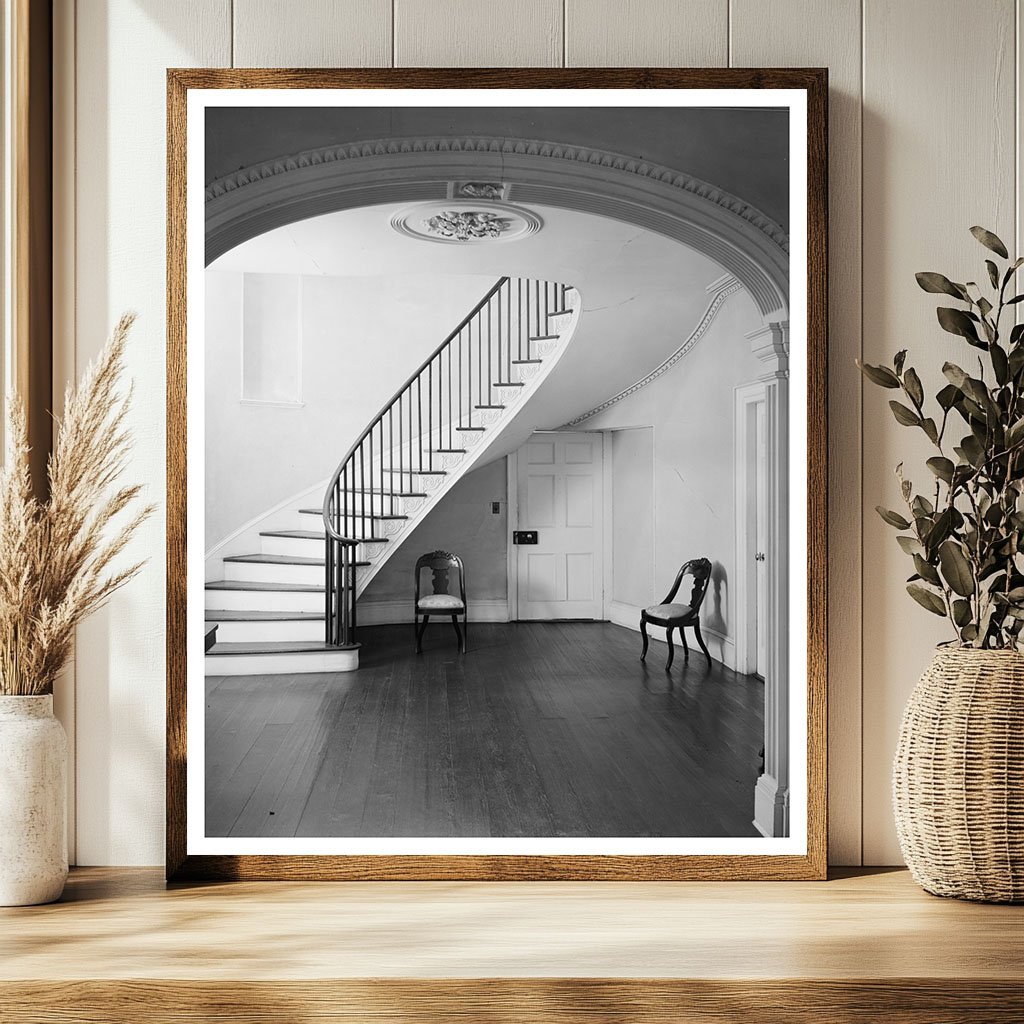 1910 Stairhall Interior, Clinton, Georgia - Historic Photo