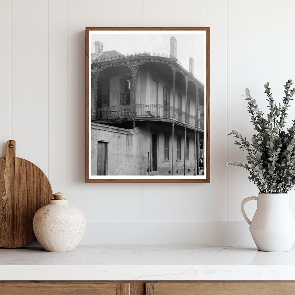 New Orleans Architecture 1953: Vintage Ironwork Photo