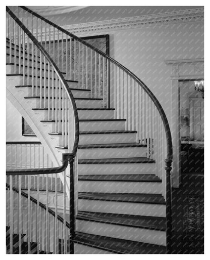 Spiral Staircase in Warrenton, NC - 1941 Vintage Photo