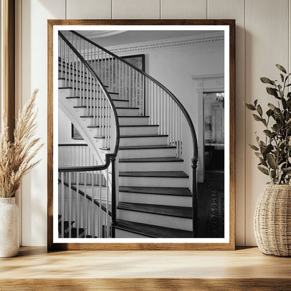 Spiral Staircase in Warrenton, NC - 1941 Vintage Photo