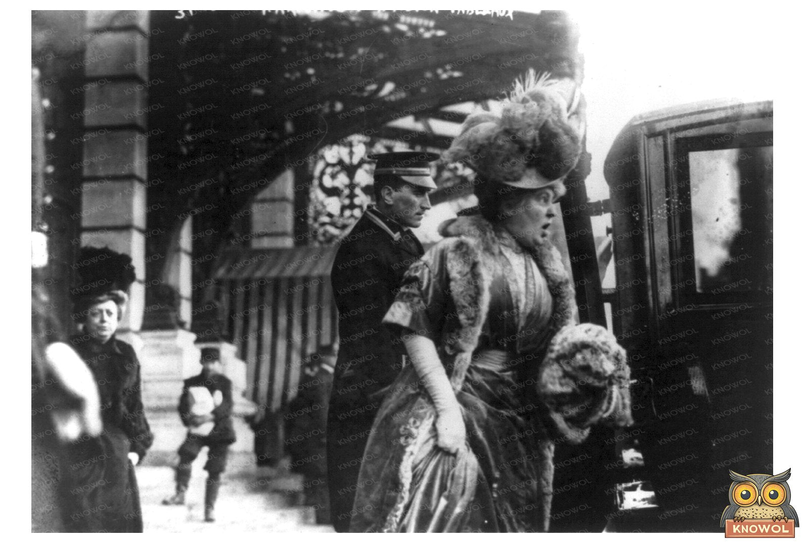 Elegant Woman Departing 1910s New York Society Tableau
