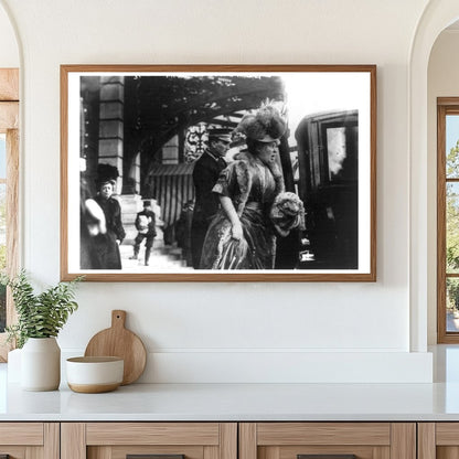 Elegant Woman Departing 1910s New York Society Tableau