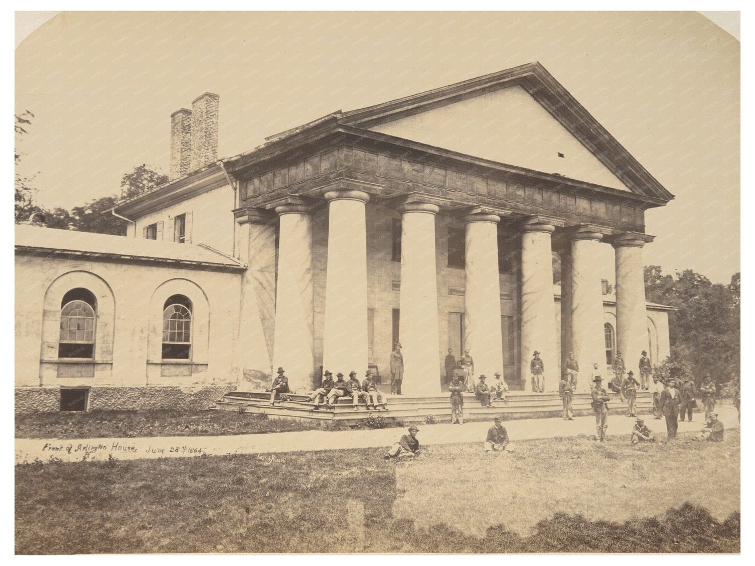 Union Soldiers and African Americans at Arlington House 1864
