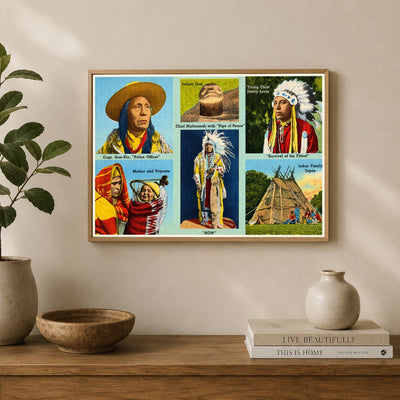 Portland, OR: Capt. Som-Kim, "Police Officer". Indian God. Young Chief Jimmy Louis, "Survival of the fittest". Mother and Papoose. Chief Multnomah with "Pipe of Peace", "How". Indian family tepee