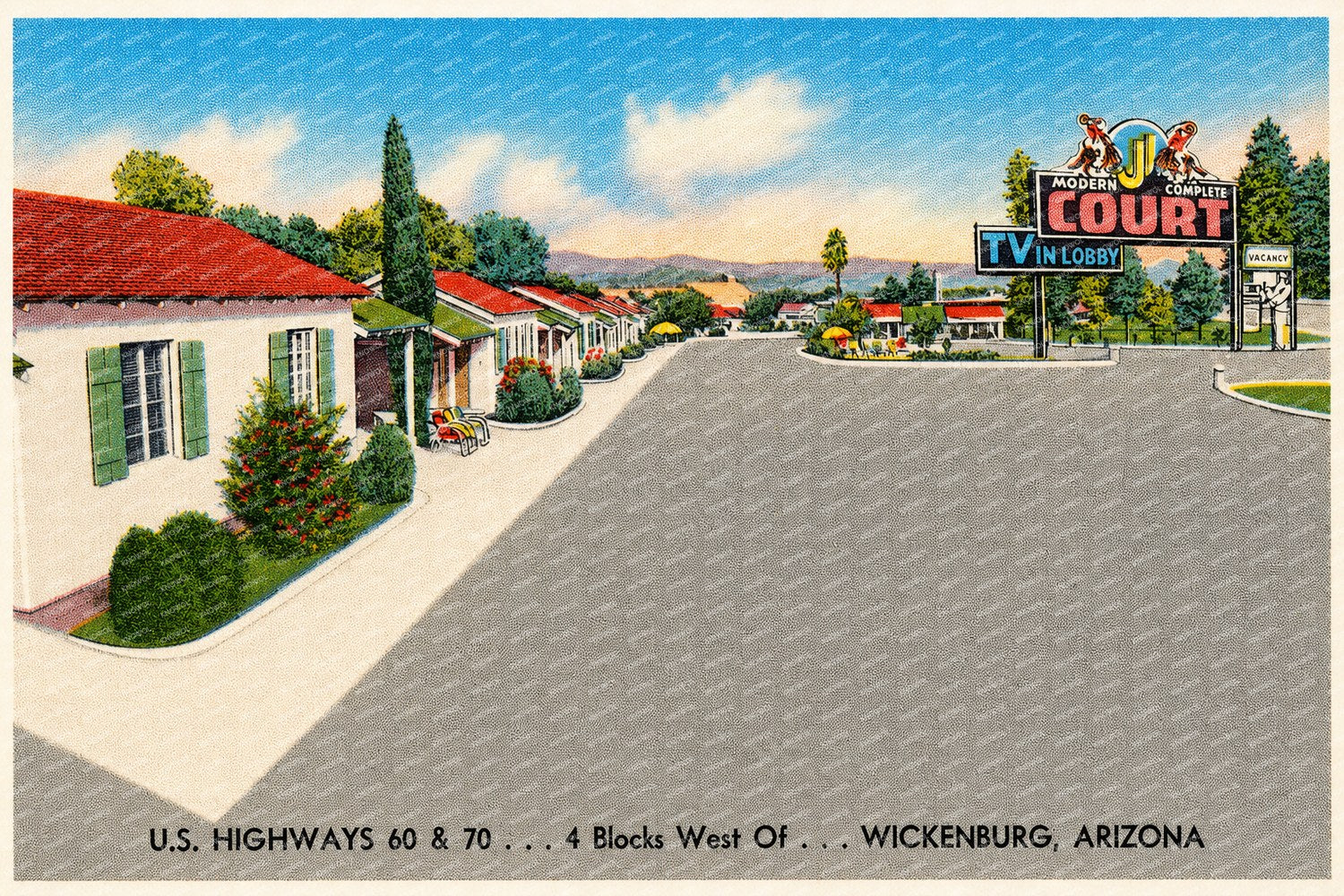 Wickenburg, AZ: Double J Court, U.S. highways 60 & 70, 4 blocks west of