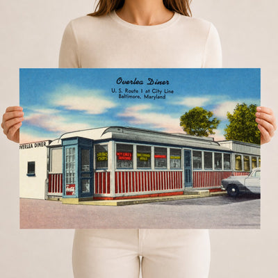 Overlea Diner, U. S. Route 1 at city line, Baltimore, Maryland — Vintage Maryland Postcard