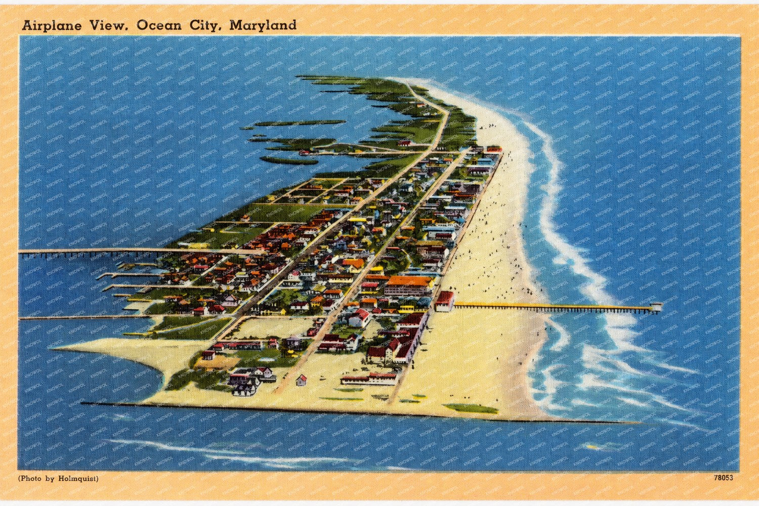 Airplane view, Ocean City, Maryland — Vintage Maryland Postcard