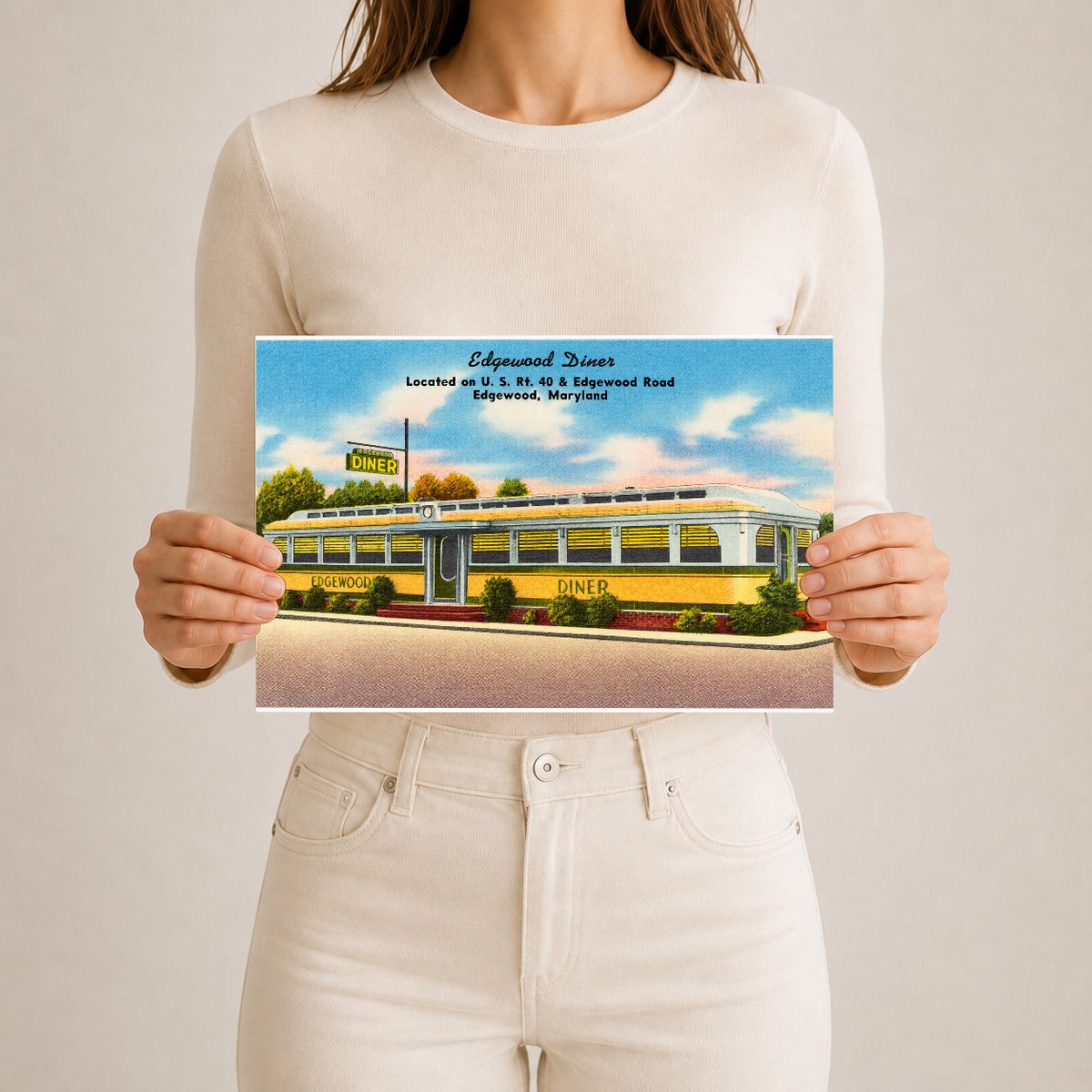 Edgewood Diner, located on U. S. Rt. 40 & Edgewood Road, Edgewood, Maryland — Vintage Maryland Postcard