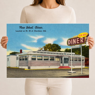 New Ideal Diner, located on Rt. 40 at Aberdeen, MD — Vintage Maryland Postcard