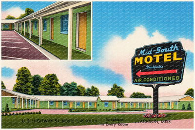 Jackson, MS: Mid-South Motel, U.S. Highways 80 E. & 49 South... telephone in every room... Jackson