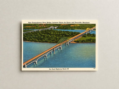 New Susquehanna River Bridge, between Havre de Grace and Perryville, Maryland — Vintage Maryland Postcard